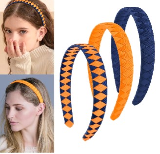 Woven Headbands - Set of 3 (Blue, Orange, Blue/Orange)