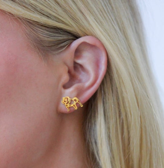 Gold Bulldog Cutout Earrings