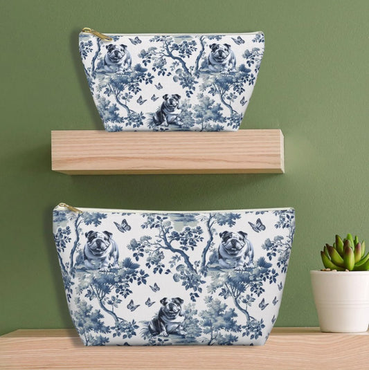 Bulldog and Flowers Toiletry Bag - 2 sizes